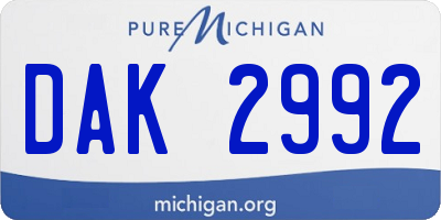 MI license plate DAK2992