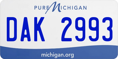 MI license plate DAK2993