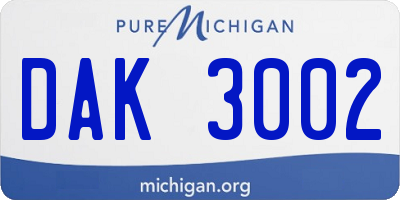 MI license plate DAK3002