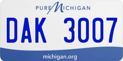 MI license plate DAK3007