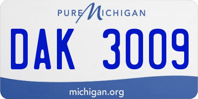 MI license plate DAK3009