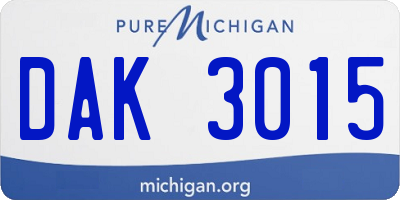 MI license plate DAK3015