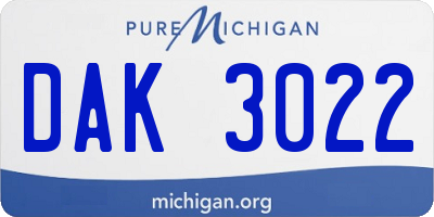 MI license plate DAK3022