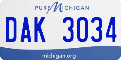 MI license plate DAK3034
