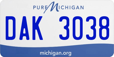 MI license plate DAK3038