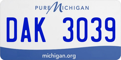 MI license plate DAK3039