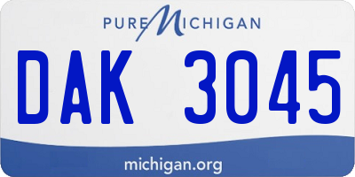 MI license plate DAK3045