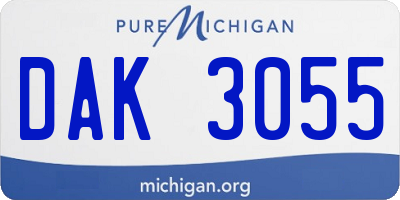 MI license plate DAK3055
