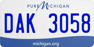 MI license plate DAK3058