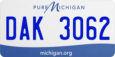 MI license plate DAK3062