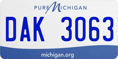 MI license plate DAK3063