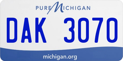 MI license plate DAK3070