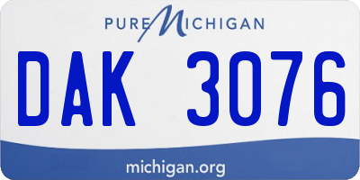 MI license plate DAK3076