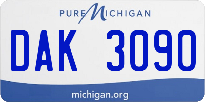 MI license plate DAK3090