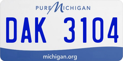 MI license plate DAK3104