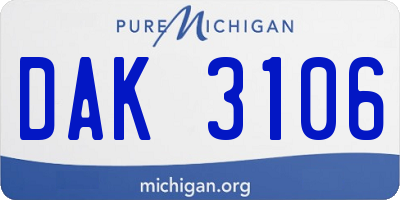 MI license plate DAK3106