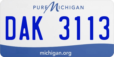 MI license plate DAK3113