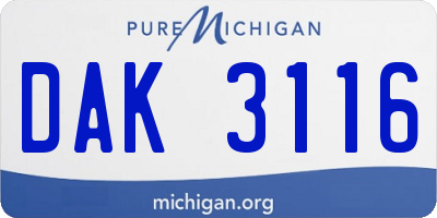 MI license plate DAK3116
