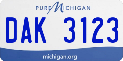 MI license plate DAK3123