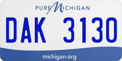MI license plate DAK3130