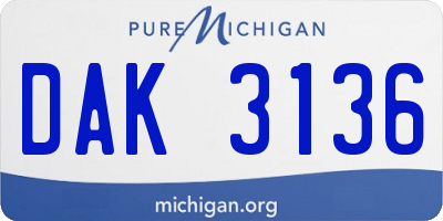 MI license plate DAK3136