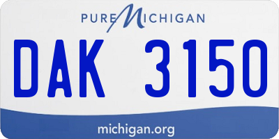 MI license plate DAK3150