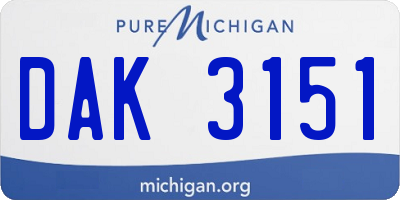 MI license plate DAK3151