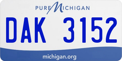 MI license plate DAK3152