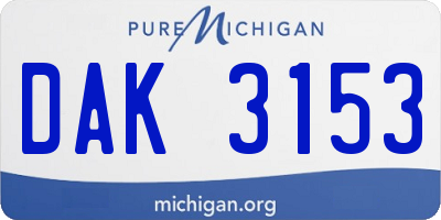 MI license plate DAK3153