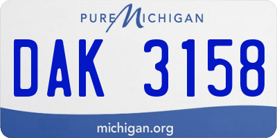 MI license plate DAK3158