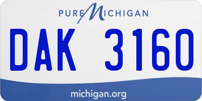 MI license plate DAK3160