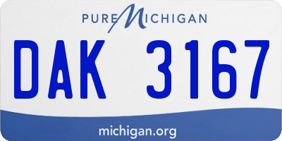 MI license plate DAK3167