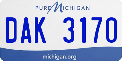 MI license plate DAK3170