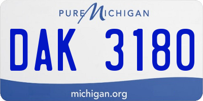 MI license plate DAK3180