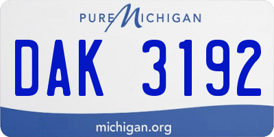 MI license plate DAK3192