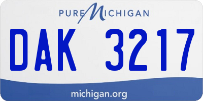 MI license plate DAK3217