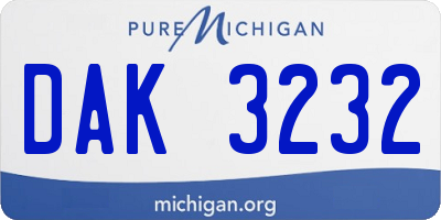 MI license plate DAK3232