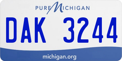 MI license plate DAK3244