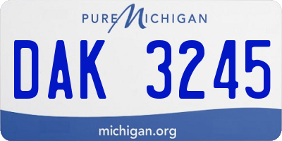 MI license plate DAK3245