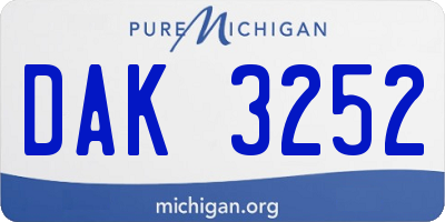 MI license plate DAK3252