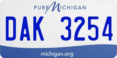 MI license plate DAK3254