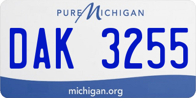 MI license plate DAK3255