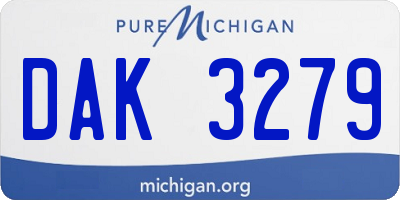 MI license plate DAK3279