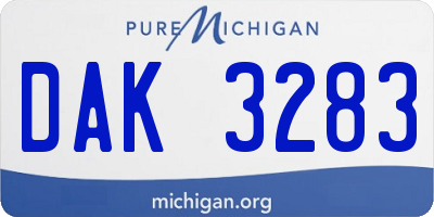 MI license plate DAK3283
