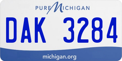 MI license plate DAK3284