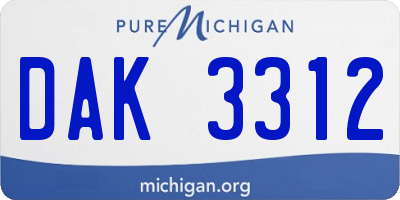 MI license plate DAK3312