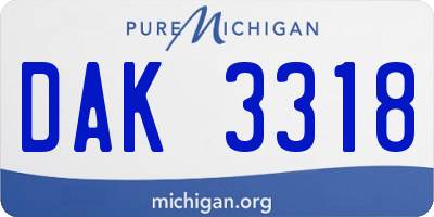 MI license plate DAK3318