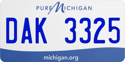 MI license plate DAK3325