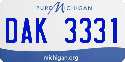 MI license plate DAK3331