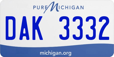 MI license plate DAK3332